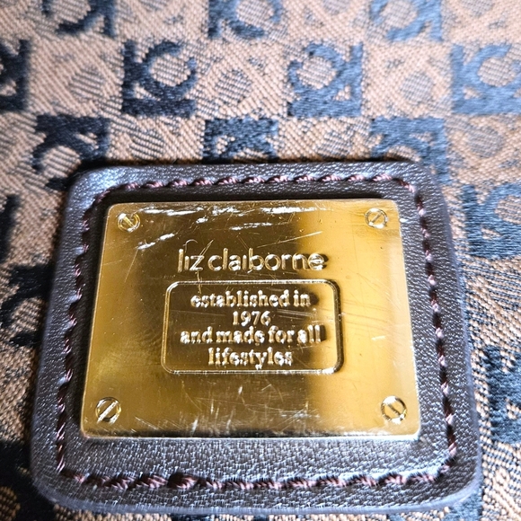 Y2K Liz Claiborne Monogram Shoulder Bag Brown Crescent Purse Retro Fairycore 00s - Picture 12 of 12